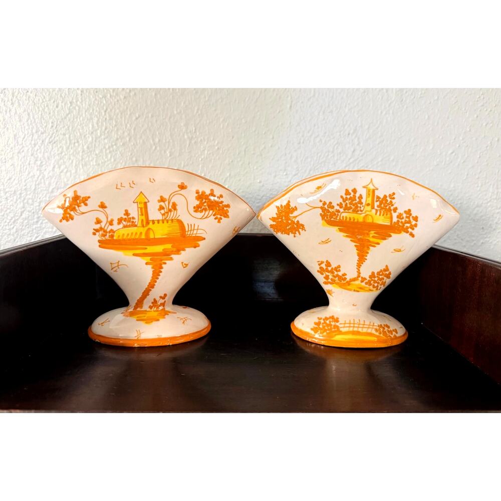 Pair of 1970s Antico Fiorentino Italian Fan Vases